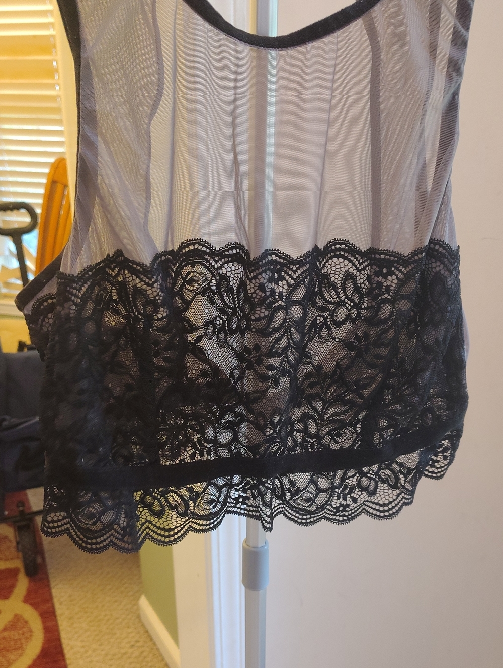 Adore Me Black Sheer Lace-Trim Chemise bra Top